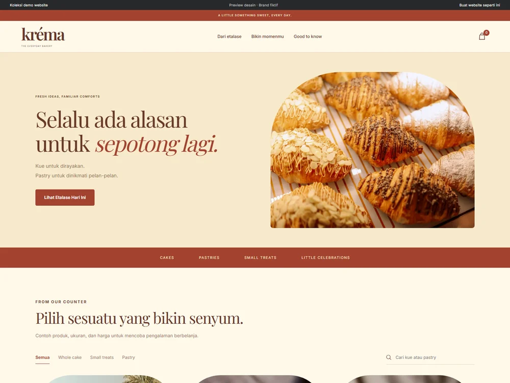 Tampilan demo kréma
