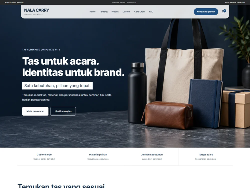Tampilan website NALA CARRY