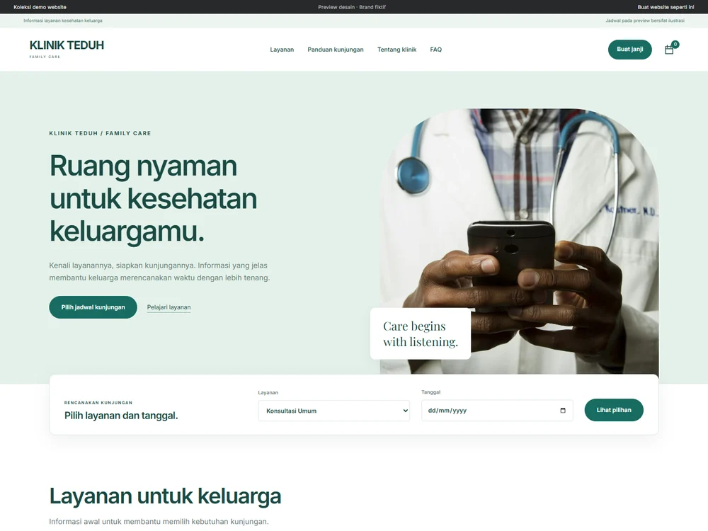 Tampilan demo KLINIK TEDUH